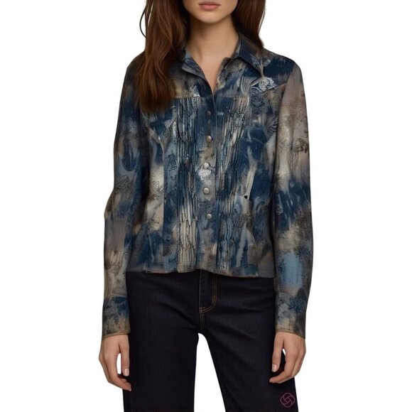 Whimsigoth Mystical Cottagegoth TieDye Jacket 10 Art To Wear Smocked Embellished - Picture 1 of 12